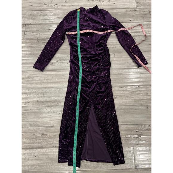 Zara Bloggers Favorite Festive Days Purple Velvet Sequin Open Back Dress NWT - Picture 15 of 15